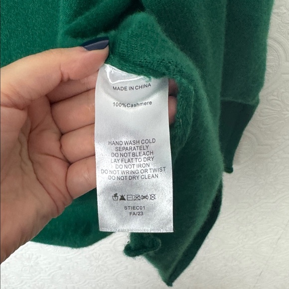 Quince 100% Cashmere Emerald Green Open Cardigan Wrap Dolman Sleeves Sweater - Picture 6 of 7